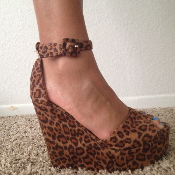 Animal Print Ankle Strap Wedges