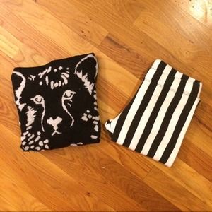 Bundle- cheetah sweater/striped leggings
