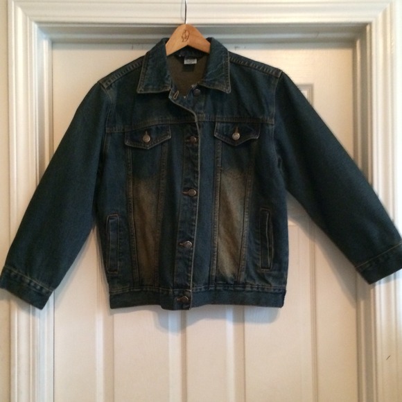 Dark Denim Jacket w/a distressed front.