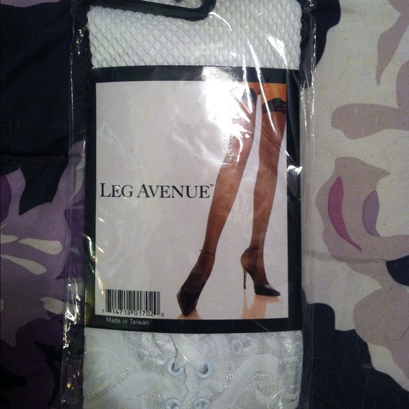 Leg Avenue Fishnet Thigh Highs Lace Up Top