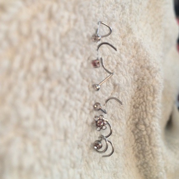 6PC nose rings (corkscrew)