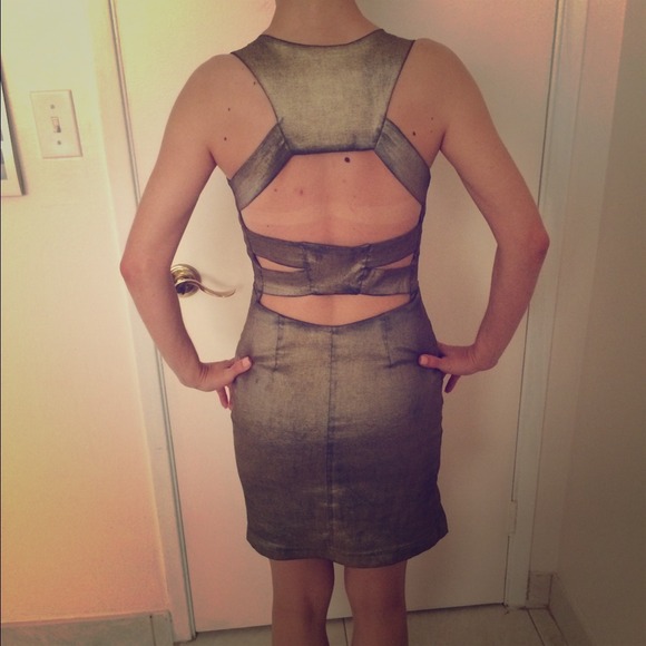 Cache Multicolor dark gold metallic dress