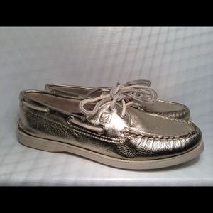 Gold Sperry Top-Siders.