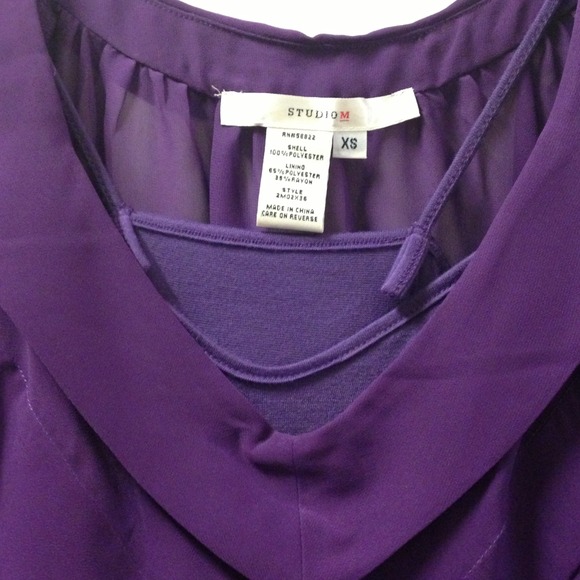 Studio M - Ruffle purple 3-quarter sleeve blouse - Picture 3 of 3