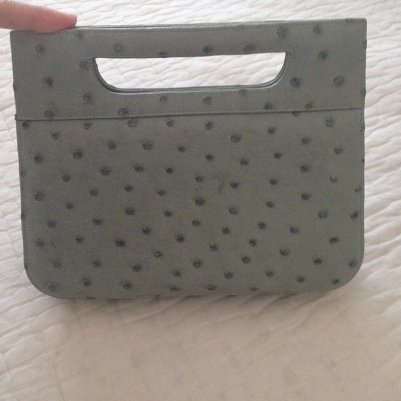 Ostrich Leather Pale Blue Clutch 😉