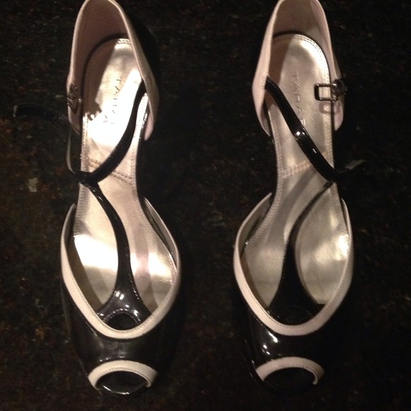 Black and white heels