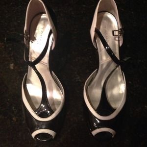 Black and white heels