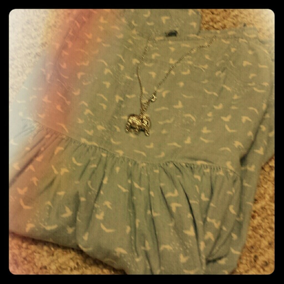 Bird pattern fit & flare dress