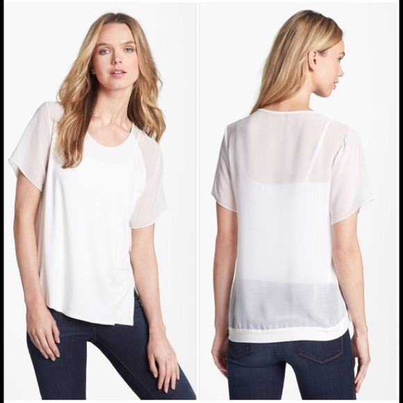 SOLD ❤️ Vince Camuto Sheer/Cotton Top