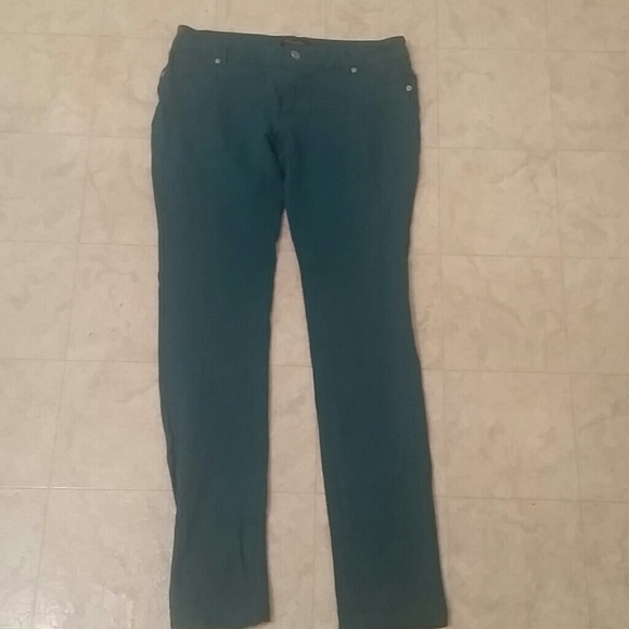 Teal green stretch pants