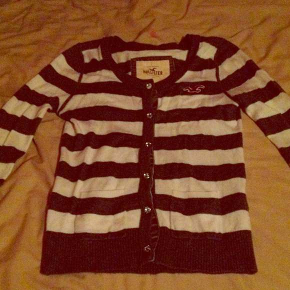 Cute charcoal gray and white striped cardigan