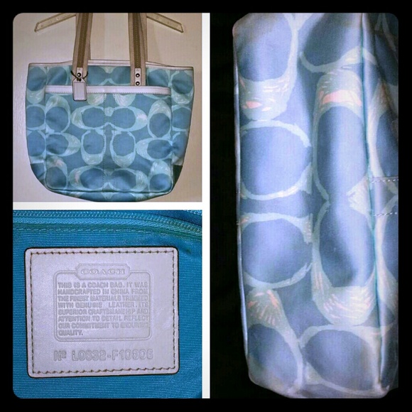 🔴reduced🔴 Coach teal/light blue medium size tote