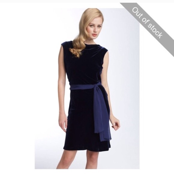 BCBGMaxAzria Dresses & Skirts - 💃HP💃Navy Blue Drape Back BCBG Velvet Dress