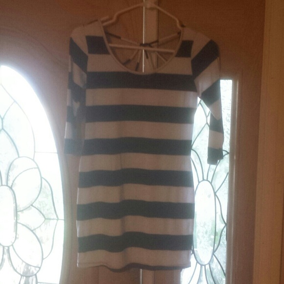 Black/white striped dress