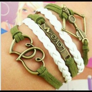 Greenwhiteloveanchorheartbracelet