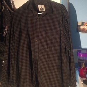 LF plaid button down with cut out/chiffon back