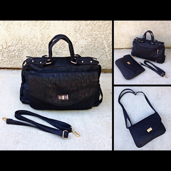Handbags - 4-in-1 Black Handbag Set