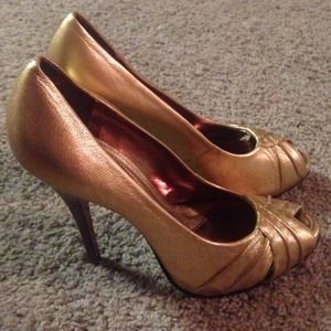 Bronze Peep Toe Pumps