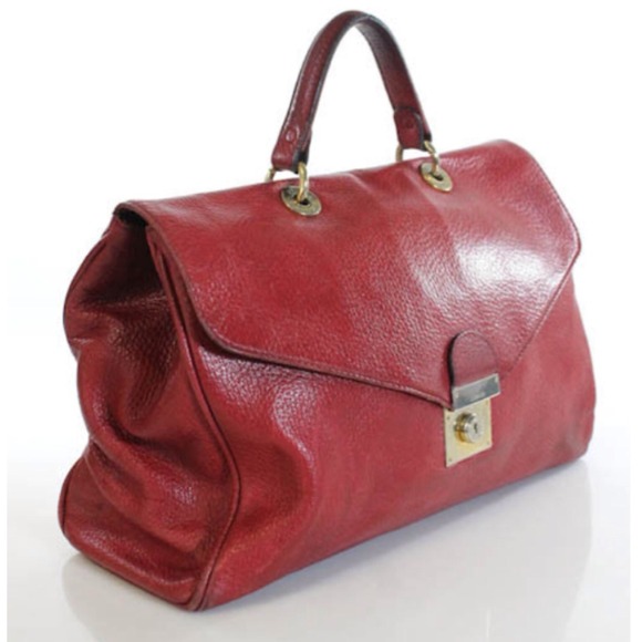 Jil Sander Red Leather Envelope Satchel