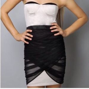 Cocktail Dress Black Beige Sexy Small