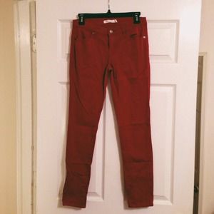 Red skinny jeans