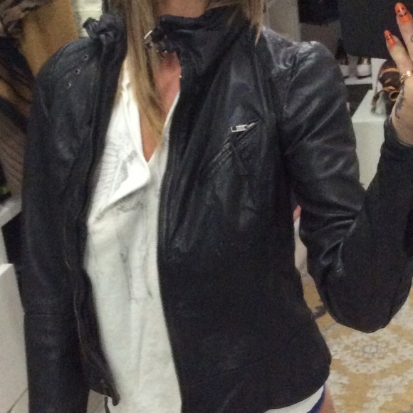 All Saints black leather moto jacket - Picture 4 of 4