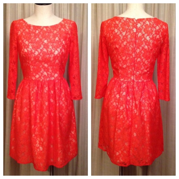French connection orange lace dress - Picture 2 of 4