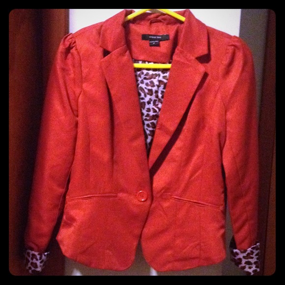 Orange Leopard Print Blazer