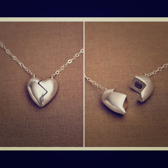 Solid sterling Silver Magnetic Heart Necklace