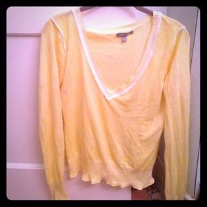 Pale yellow long-sleeved V-neck