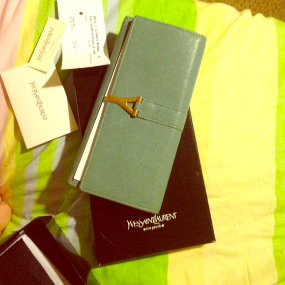 57% off Yves Saint Laurent Handbags - Ysl wallet tiffany blue from ...  
