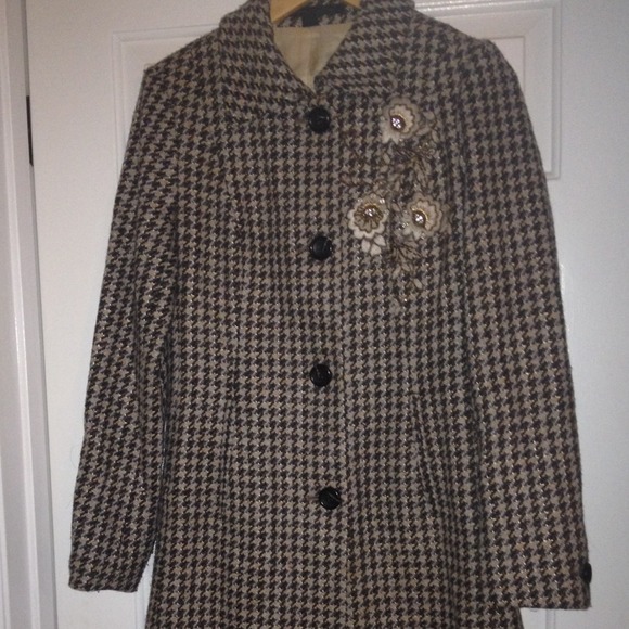 Express Design Studio Full Length Houndstooth Coat