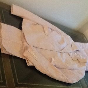 Lavender & white striped seersucker pant suit