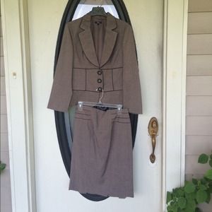 Blazer, Skirt and Orange and Navy Dress