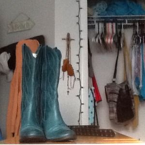 blue riding boots