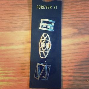 Forever 21 geo rings (3) gold, silver, charcoal