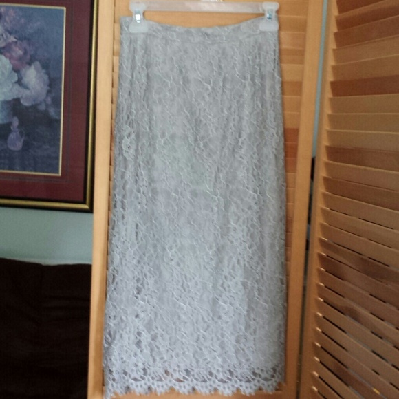 Vintage grey skirt w lace overlay.