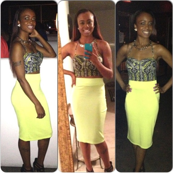 Lime green midi skirt