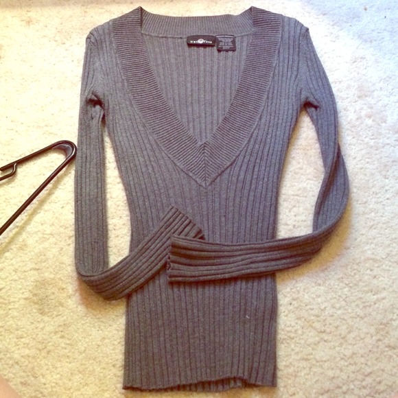 Grey low neckline sweater