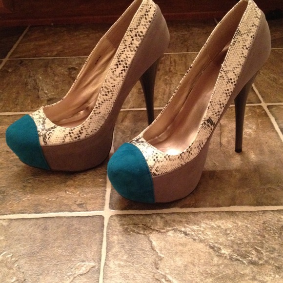 Faux suede platform heels