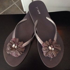 ⭐️JCrew grey embellished flip flops size 8