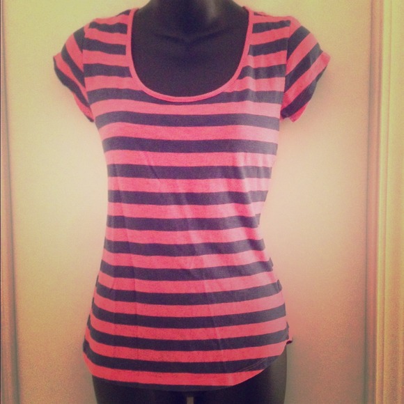 Pink striped lace shirt