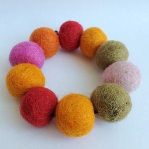 Handmade Colorful Felted Wool Scrunchie (Earthy)