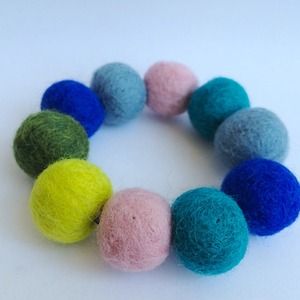 Handmade Colorful Felted Wool Scrunchie (Pebble)