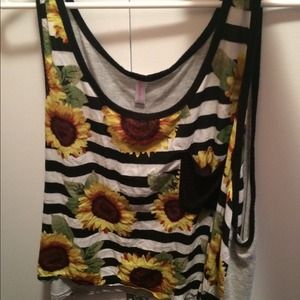 Sunflower stripe flowy tank top
