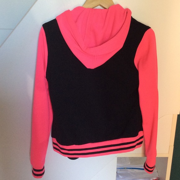 Neon pink and black varsity jacket - Picture 2 of 2