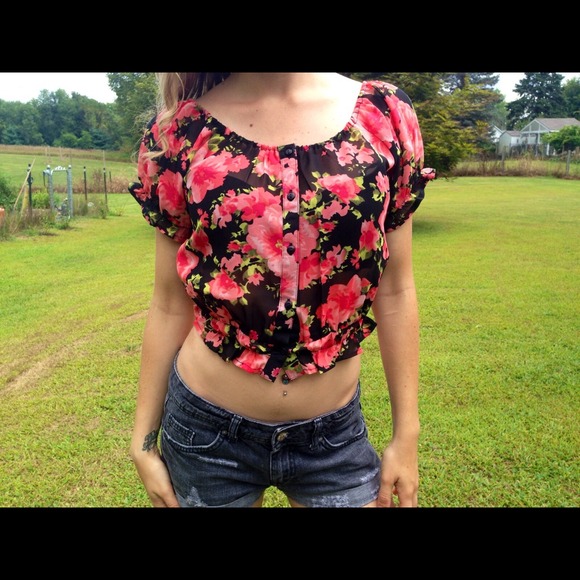 Floral Peasant Crop Top