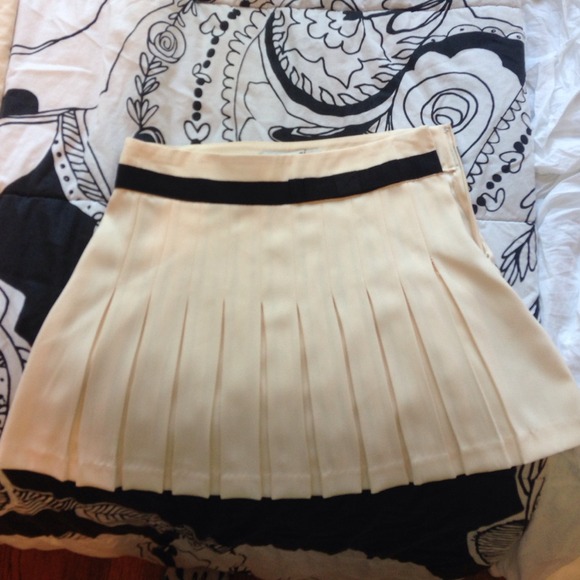 Ivory Pleated Mini Skirt