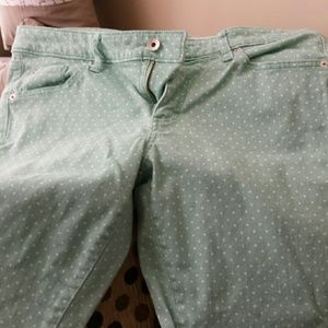 Mint green polka dot jeans