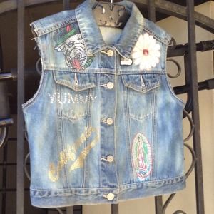 Embellished Denim Vest.